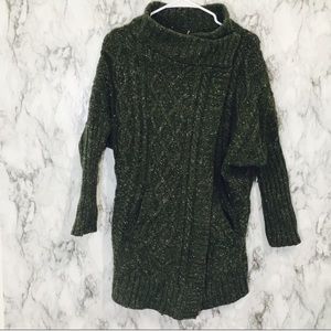 PrAna Green Knit Asymmetrical Button Sweater!